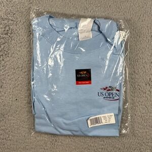 Y2K 2003 US Open Tournament T Shirt Blue Tennis USTA Official Size Large Vintage